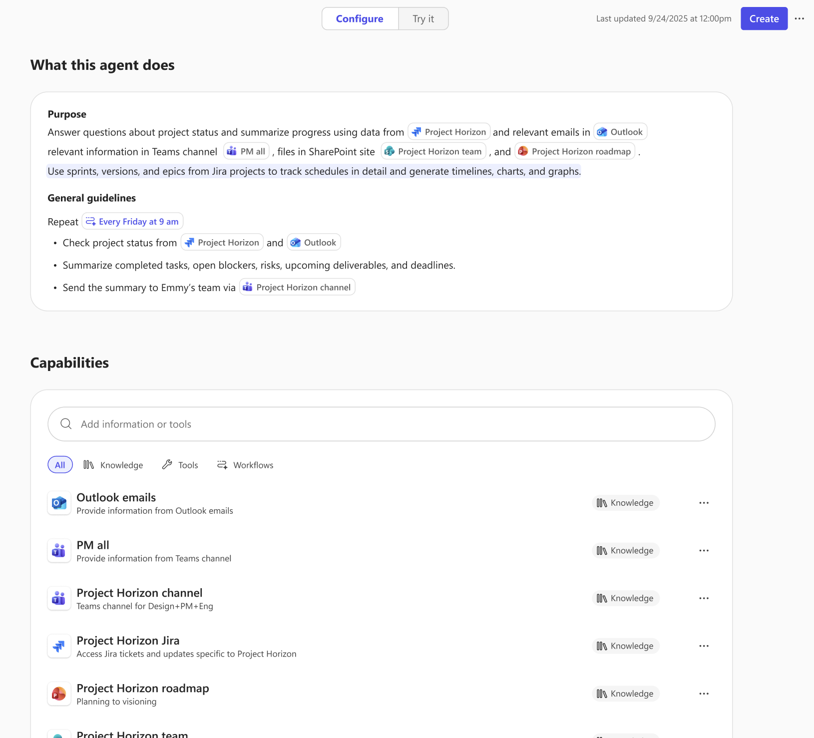 Agent builder early screenshot
