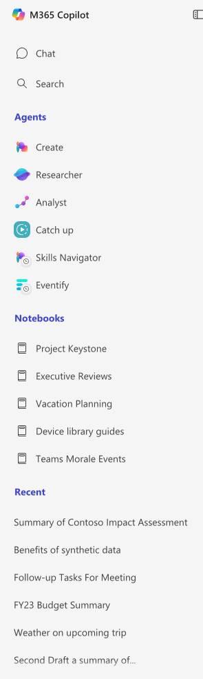 Navigation functionality panel