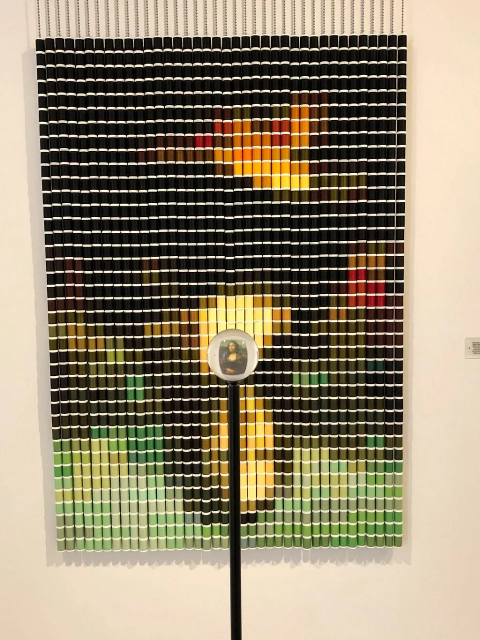 A colorful grid artwork inside a Knoxville museum