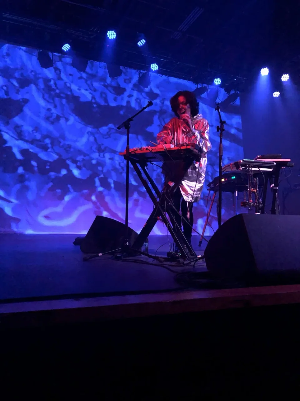 A performer playing keyboard at the festival